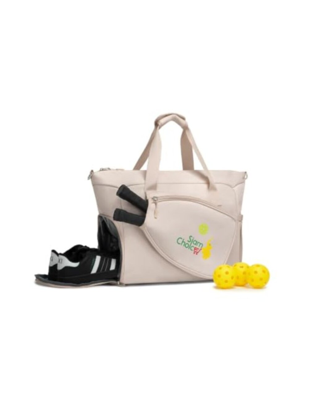 Pickleball Tote Bag with Paddle Pocket Shoe Compartment Water Resistant
